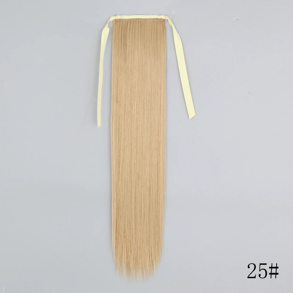 Wrap Around Ponytail Extension Synthetic Straight Hair 22-34 Inch