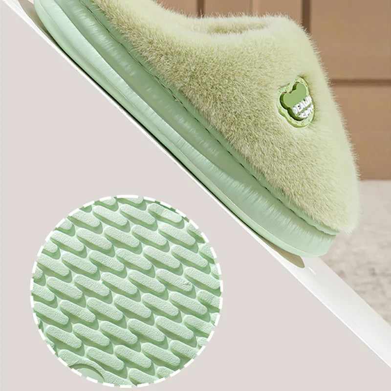 Memory Foam Plush Slippers – Cozy Non-Slip Winter House Shoes
