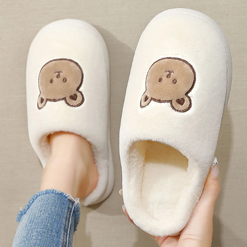 Cute Bear Plush Slippers for Women & Men