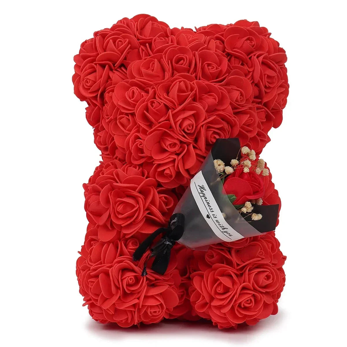 Rose Teddy Bear Gift – Artificial Flower Bear with LED Lights