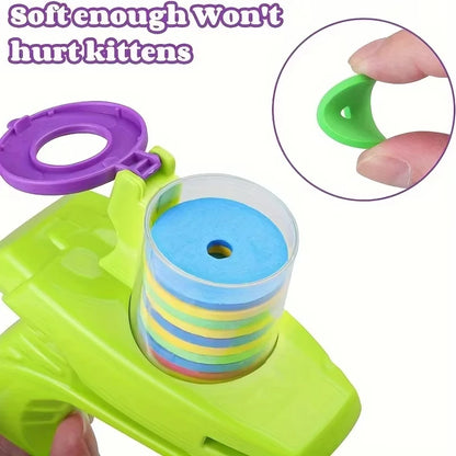 Interactive Foam Disc Launcher Pet Toy with 15 Frisbees