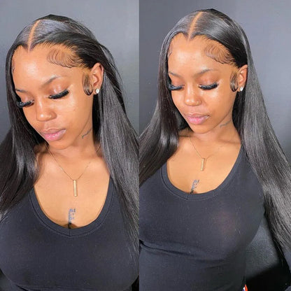 13x6 HD Lace Front Human Hair Wig – Straight, 180%–250% Density, 24–34 Inch