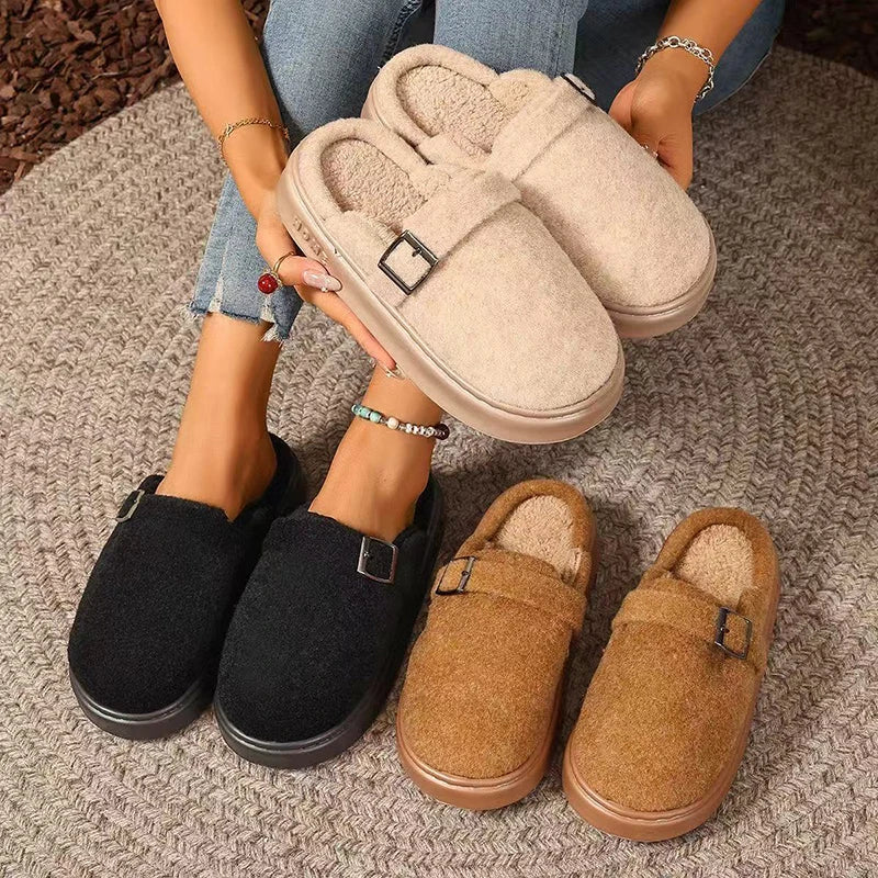 Women's Plush Platform Slippers – Fluffy Indoor House Shoes