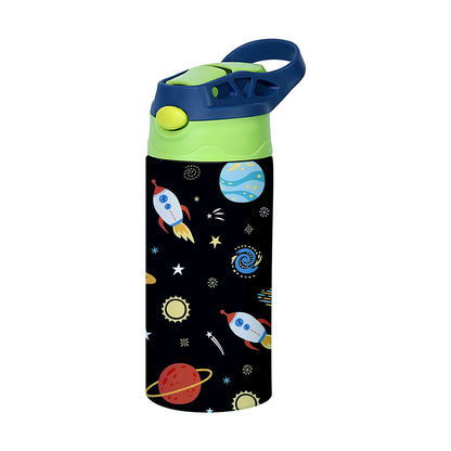 Kids Cartoon Insulated Water Bottle with Straw – 12oz Stainless Steel