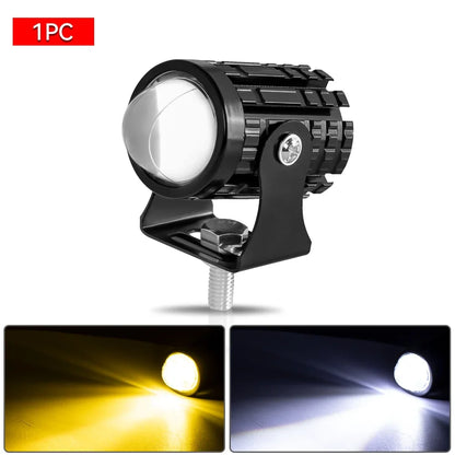 Motorcycle LED Projector Headlight Dual Color Fog Driving Lamp