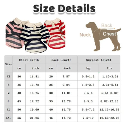 Striped Dog Shirt – Breathable Collared Polo for Small Dogs