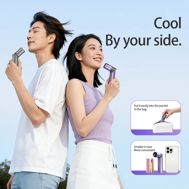 Lipstick Mini Handheld Fan – Brushless Motor, Foldable & Portable