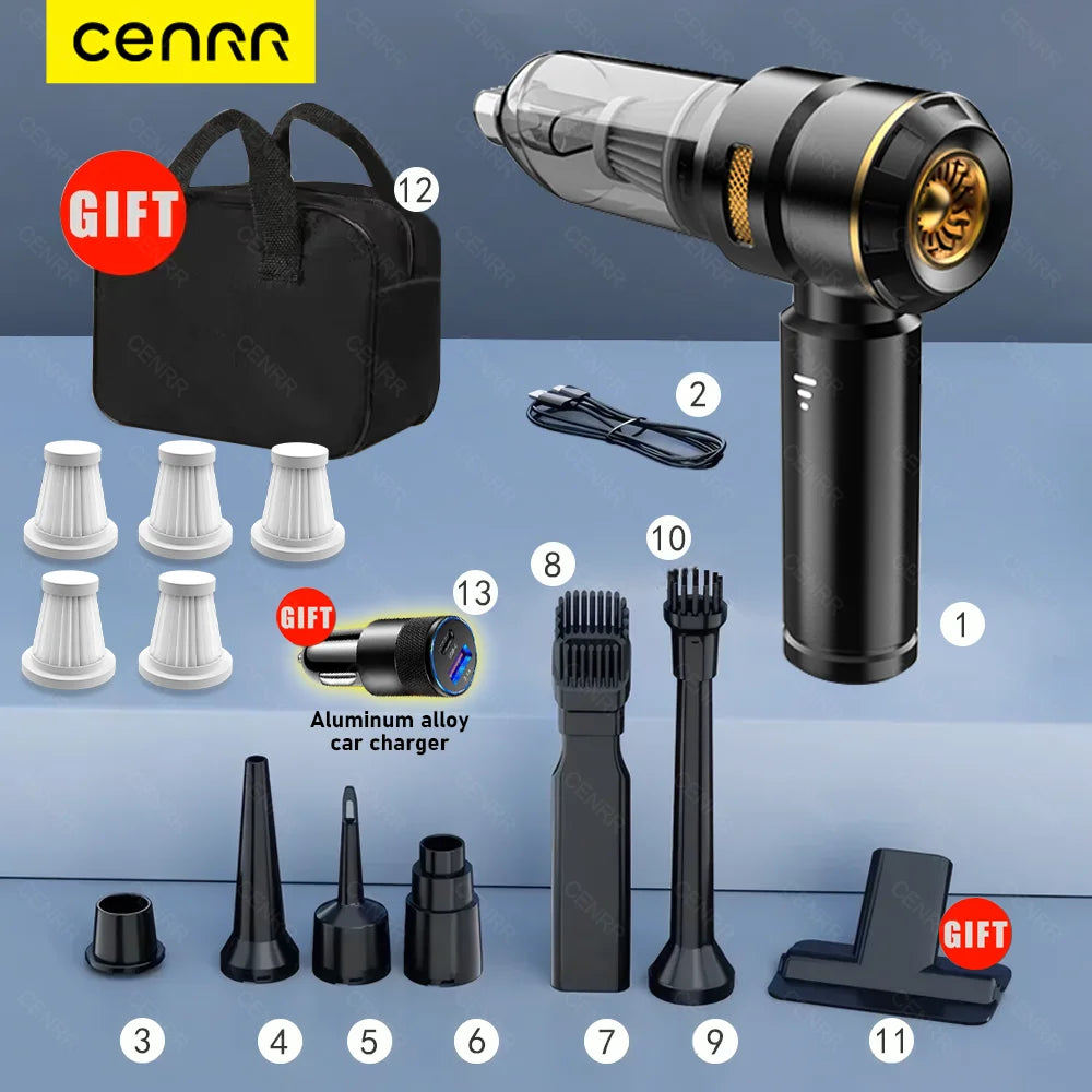 Cenrr 998000Pa Portable Car Vacuum Cleaner – Wireless Handheld with HEPA Filter & Accessories