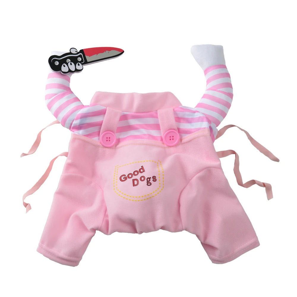 Funny Halloween Knife Holder Dog Costume for Small Medium Pets