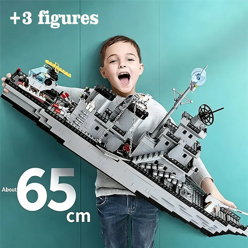 Large Navy Warship Building Blocks Set – 6-in-1 Army Ship Model Toy