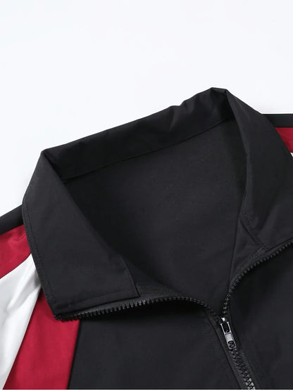 Men's Color-Block Lightweight Jacket – Casual Zip-Up Windbreaker