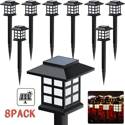 Solar Pathway Lights Outdoor – 8 Pack Waterproof Garden Stake Lamps