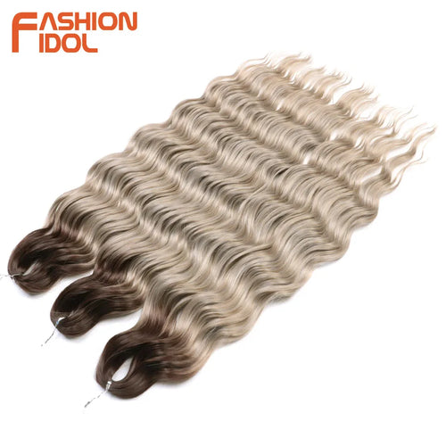 Crochet Braiding Hair 24 Inch Water Wave Synthetic Extensions Multi-Color