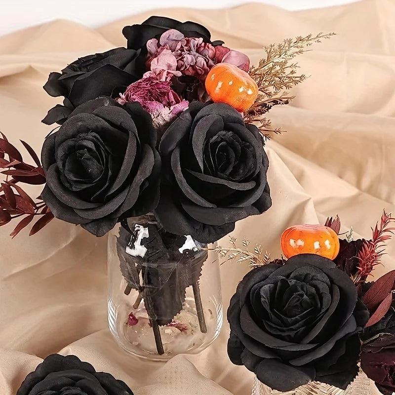 Artificial Black Roses with Long Stem – Fake Flowers for Home & Event Decor