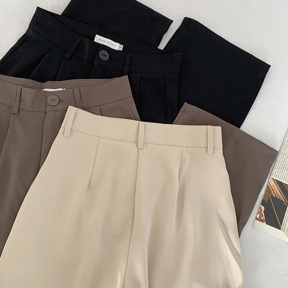 High Waist Straight Pants for Women – Loose Fit Office Trousers