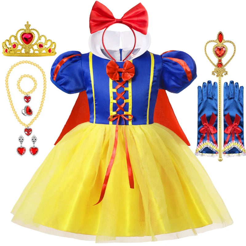 Snow White Princess Costume for Kids – Cape & Dress Set
