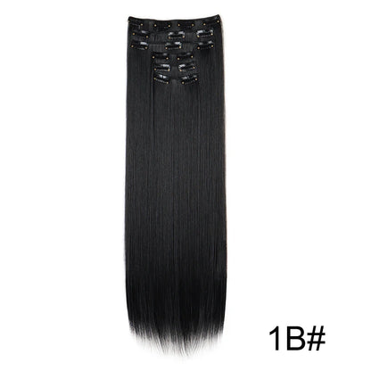 Clip-In Hair Extensions 6-Piece Set – Long Straight Synthetic Hair