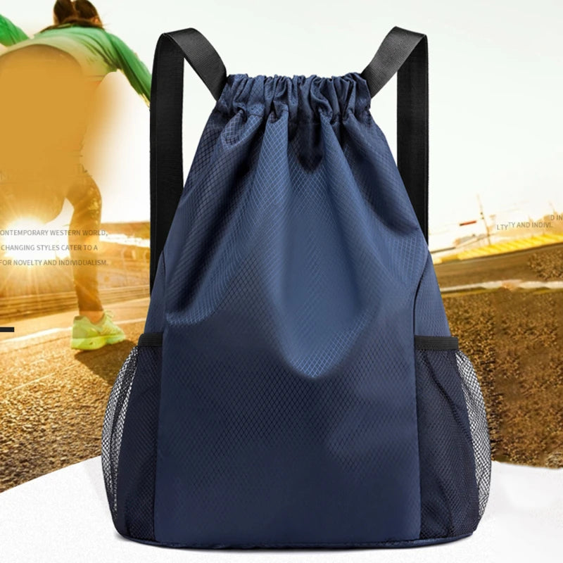 Drawstring Backpack with Side Pockets – Unisex Sports & Casual Bag