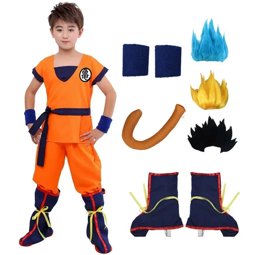 Son Goku Cosplay Costume Set – Dragon Ball Anime Halloween Outfit for Kids & Adults