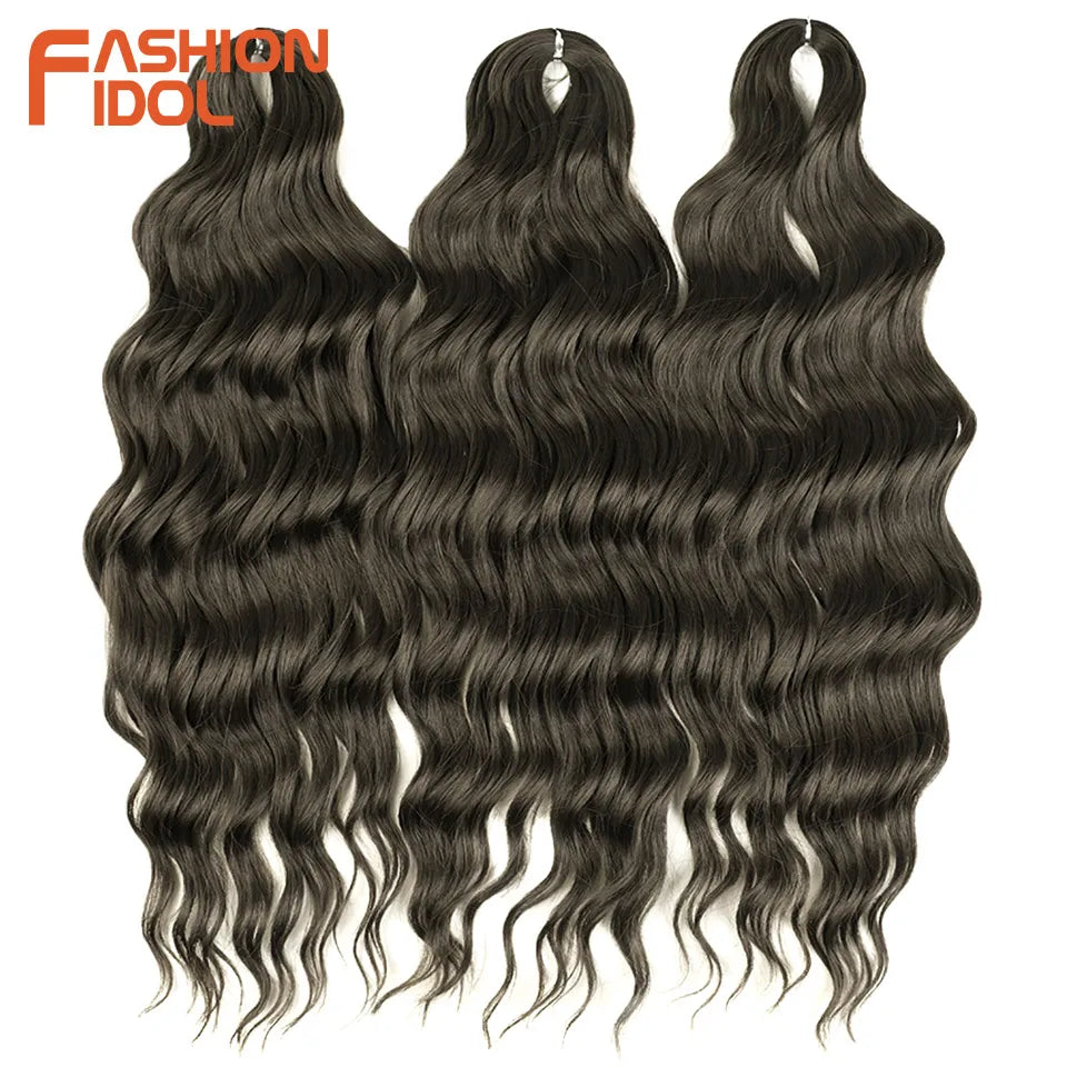 Deep Wave Braiding Hair Extensions 24 Inch – Synthetic Water Wave Crochet Hair