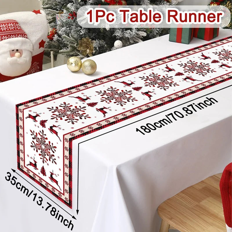 Christmas Table Runner – Festive Gnome & Santa Holiday Tablecloth