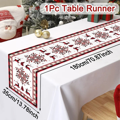 Christmas Table Runner – Festive Gnome & Santa Holiday Tablecloth