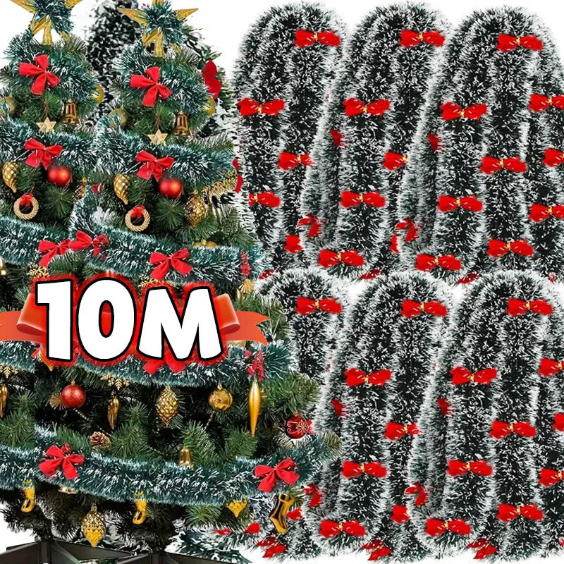 Christmas Tinsel Garland with Decorative Bows