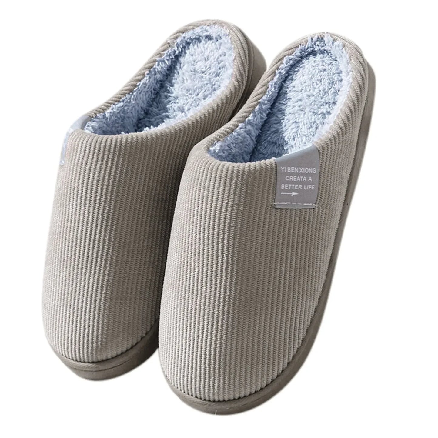 Plush Indoor Slippers for Women & Men – Anti-Slip Warm House Shoes