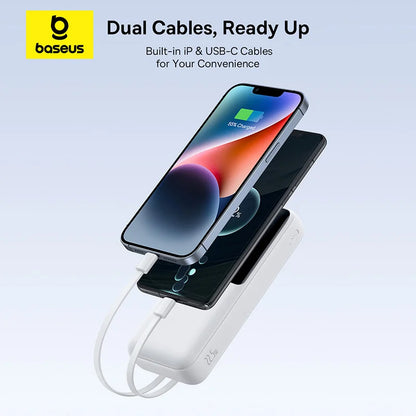 Baseus 20000mAh Power Bank – 22.5W PD Fast Charging with Built-In Cables