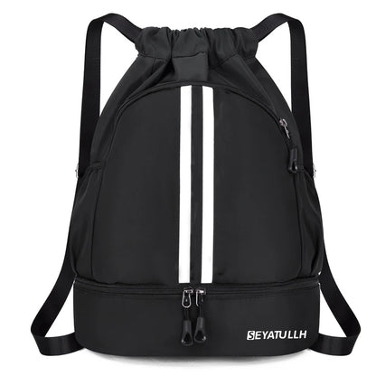 Sports Drawstring Backpack with Shoe Compartment – Waterproof Gym Bag