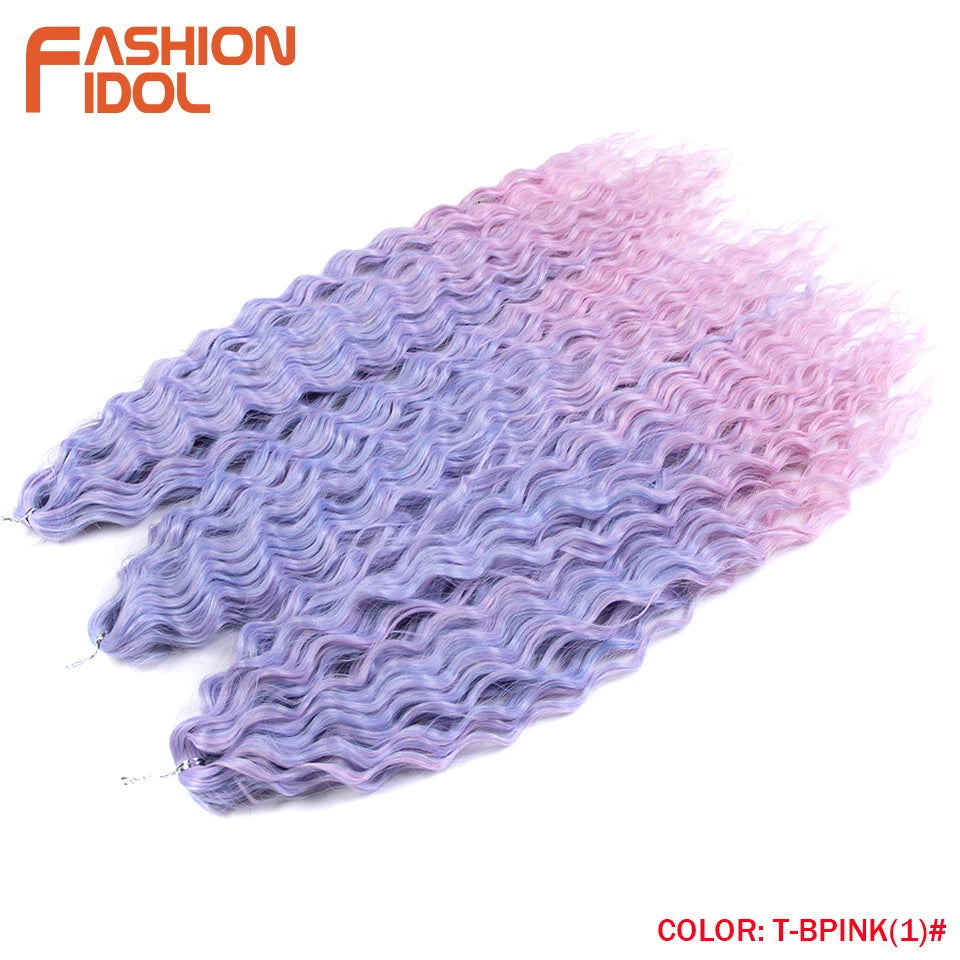 24 Inch Water Wave Crochet Braiding Hair – Synthetic Twist Curly Ombre Extensions