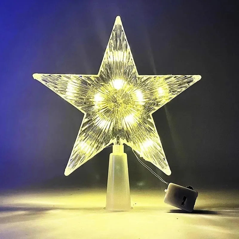 LED Moon & Star Christmas Tree Topper Light – Warm White Glow