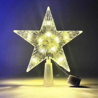 LED Moon & Star Christmas Tree Topper Light – Warm White Glow