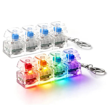 RGB LED Keyboard Keychain Fidget Toy – 4-Button Stress Relief Keycap
