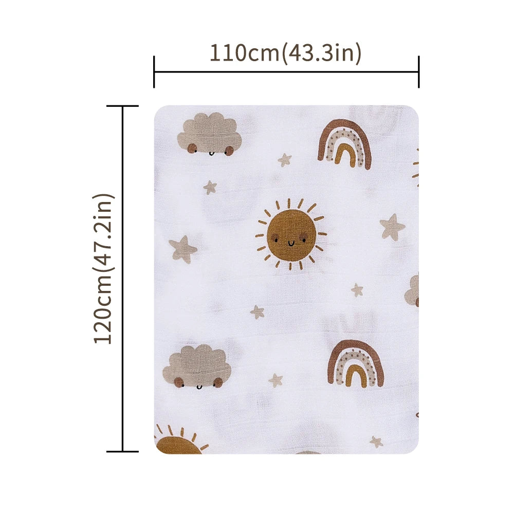 Baby Muslin Swaddle Blanket – Soft Bamboo Cotton, 47x43in, 22 Prints