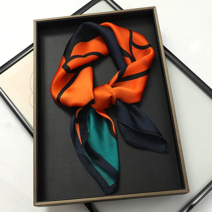 Silk Feel Square Scarf for Women – Satin Hair Wrap & Foulard Shawl