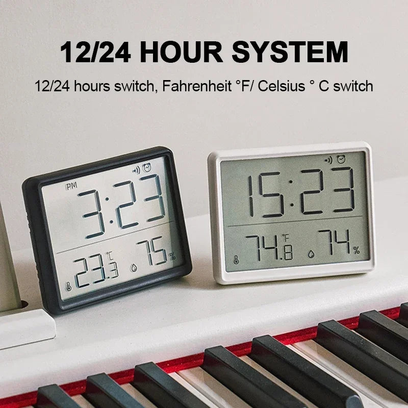 Ultra-Thin LCD Alarm Clock with Temperature & Humidity Display