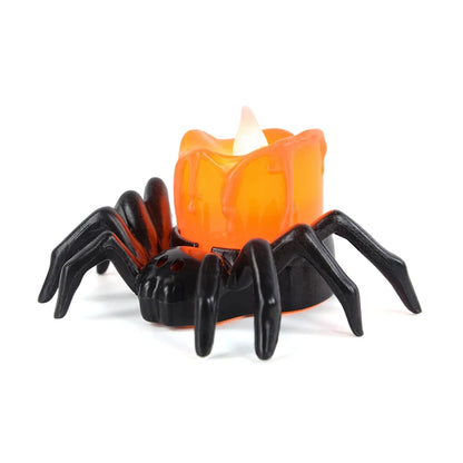Halloween LED Spider Pumpkin Candle Light – Flameless Decoration Lamp