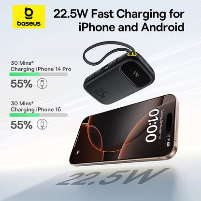 Baseus 22.5W Power Bank with Built-in USB-C & Lightning Cables 10000/20000mAh