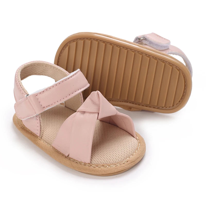 Baby Girl Pink Bow Sandals – Soft Sole Anti-Slip (0-18 Months)