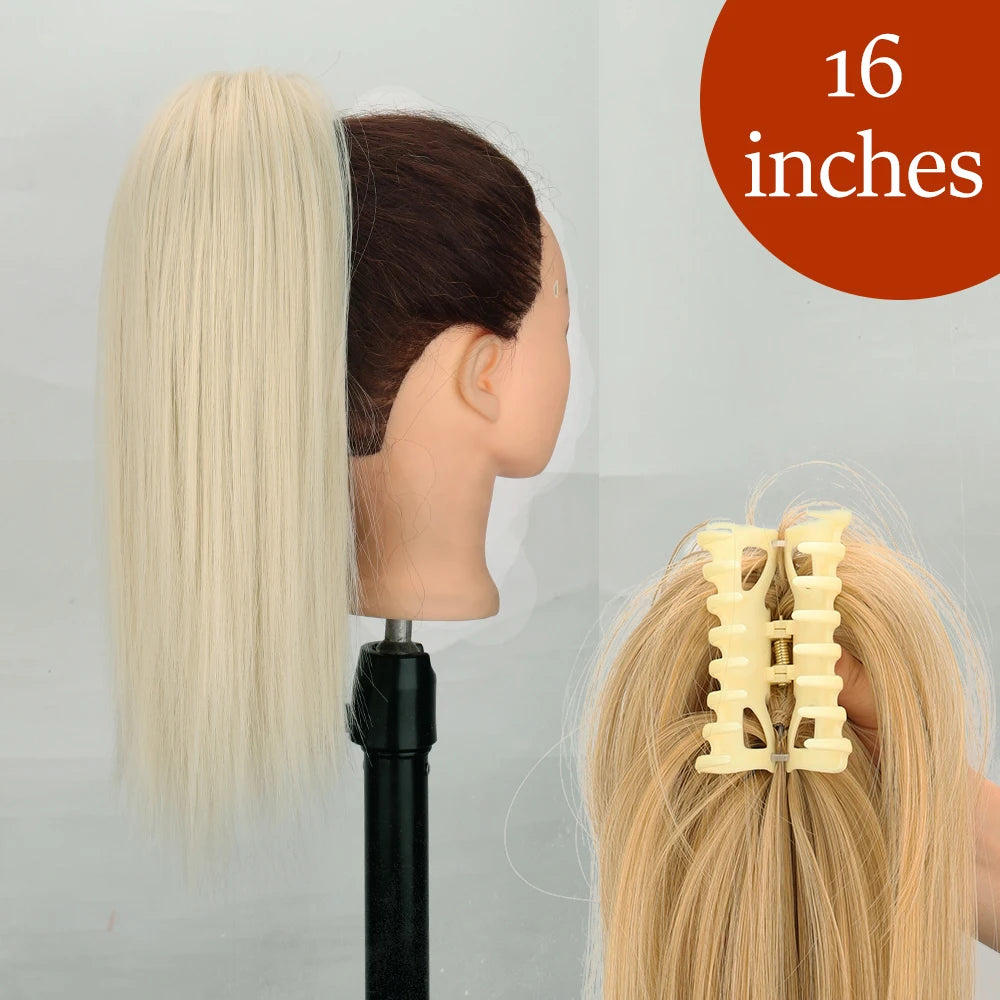 Claw Clip Ponytail Hair Extension 24 Inch Wavy Synthetic Heat Resistant