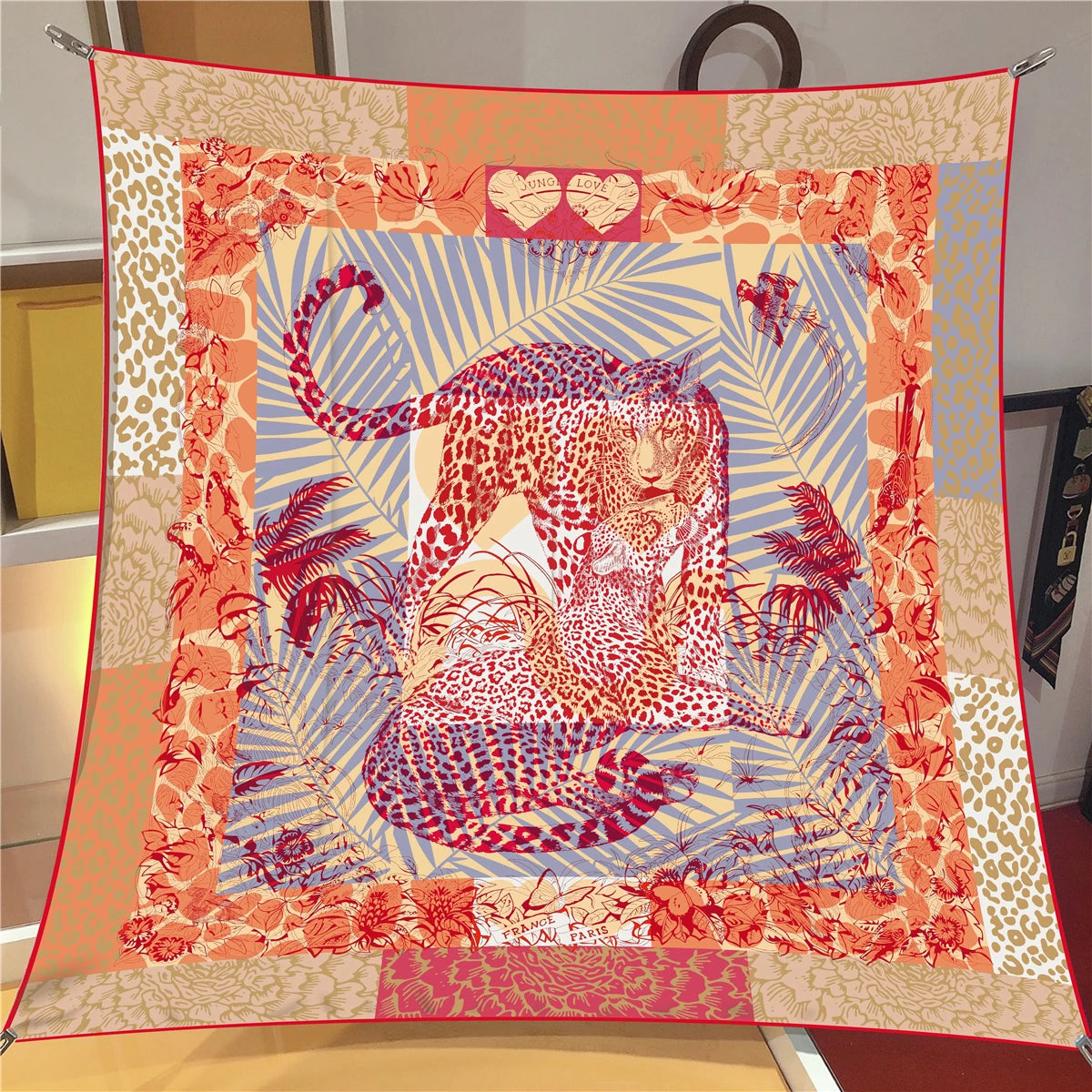 Women's Luxury Silk Square Scarf – 90cm Twill Print Bandana Shawl