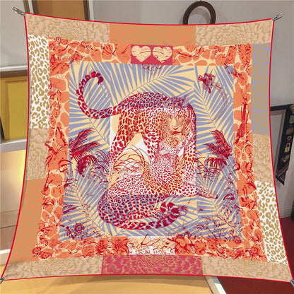 Women's Luxury Silk Square Scarf – 90cm Twill Print Bandana Shawl