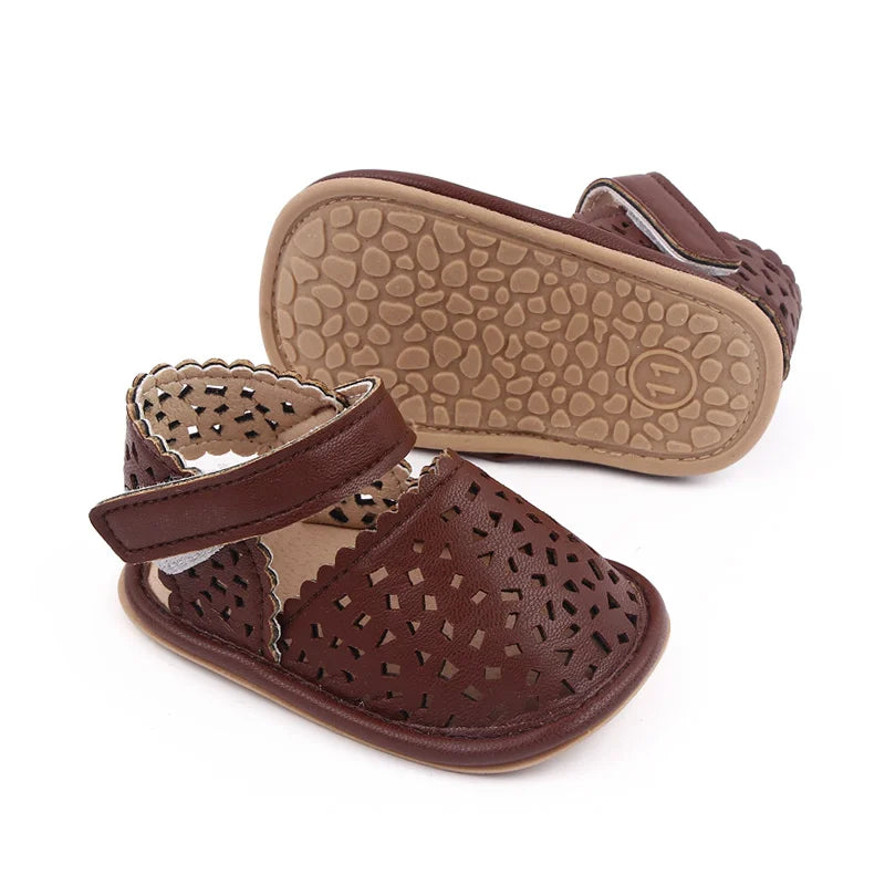 Baby Girl Breathable Hollow Sandals – Soft Sole Summer Shoes