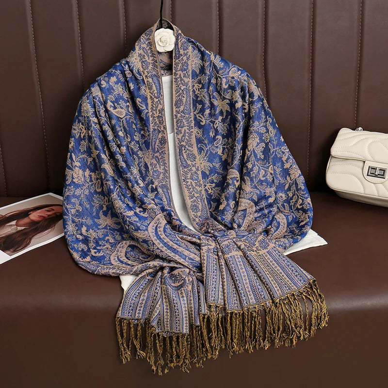 Paisley Print Cashmere Pashmina Shawl for Women – Warm Winter Wrap