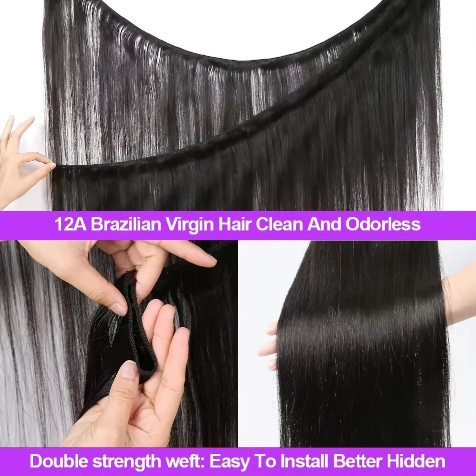 Bone Straight Virgin Human Hair Bundles 12A Vietnamese Remy 10-30 Inch