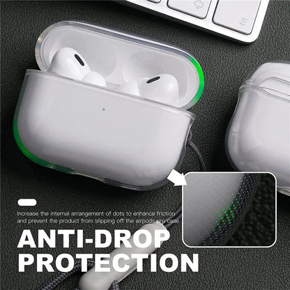 Clear AirPods Pro 2 Case Transparent Soft TPU Cover with Wrist Strap