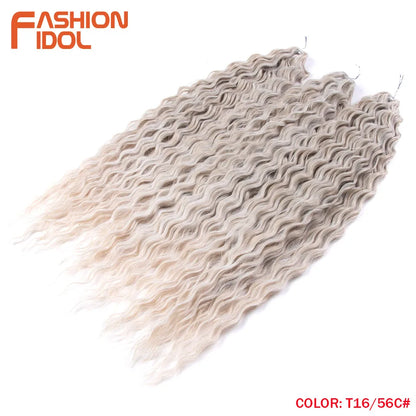 24 Inch Water Wave Crochet Braiding Hair – Synthetic Twist Curly Ombre Extensions