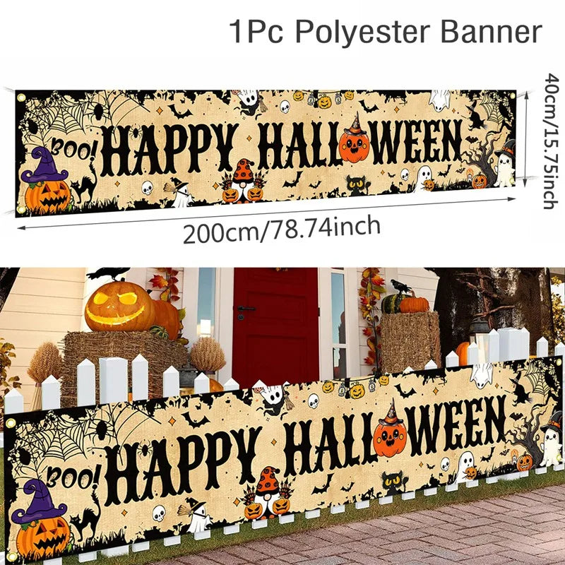 Halloween Banner Outdoor Decoration – Pumpkin Ghost Yard Sign