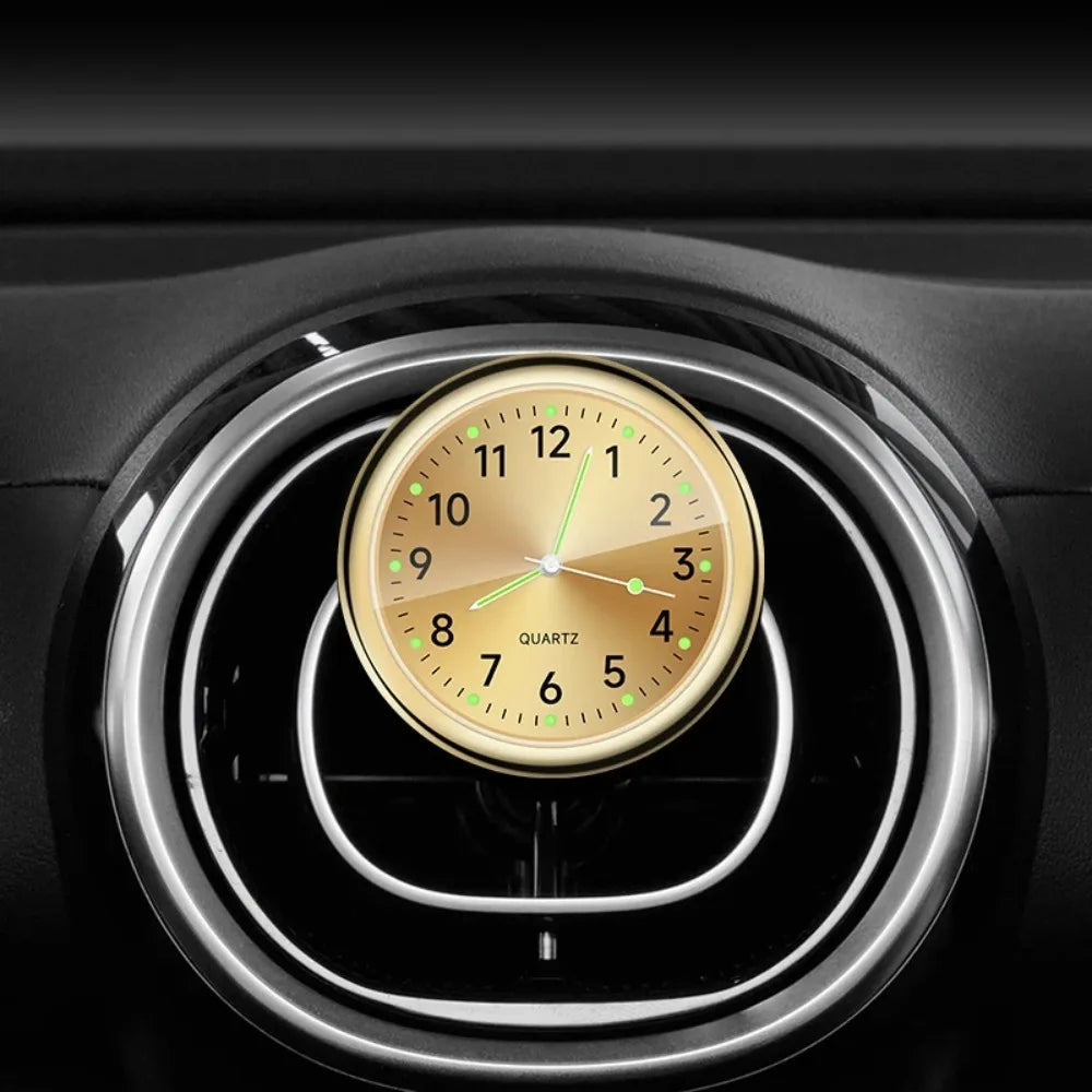 Mini Car Dashboard Clock – Stick-On Luminous Quartz Analog Watch